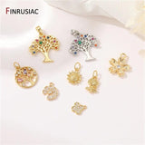 Colorful Zircon Tree Charm Pendant 14K Plated Necklace Making