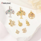 Colorful Zircon Tree Charm Pendant 14K Plated Necklace Making