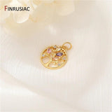 Colorful Zircon Tree Charm Pendant 14K Plated Necklace Making