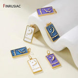 14K Plated Brass Moon Star Rectangle Charm Necklace Making Accessories