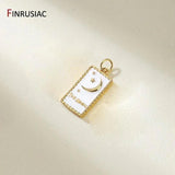 14K Plated Brass Moon Star Rectangle Charm Necklace Making Accessories