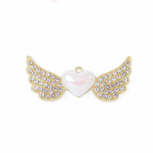 5Pcs Angel Wings Heart Diamond Pearl Flat Bottom DIY Jewelry Hair Accessories