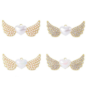 5Pcs Angel Wings Heart Diamond Pearl Flat Bottom DIY Jewelry Hair Accessories