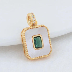 14K Brass Shell Rectangle Charms Pendants Jewelry Making Supplies