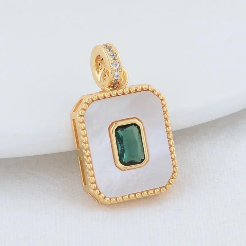 14K Brass Shell Rectangle Charms Pendants Jewelry Making Supplies