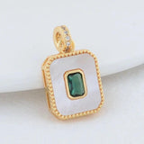 14K Brass Shell Rectangle Charms Pendants Jewelry Making Supplies
