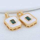 14K Brass Shell Rectangle Charms Pendants Jewelry Making Supplies