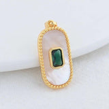 14K Brass Shell Rectangle Charms Pendants Jewelry Making Supplies