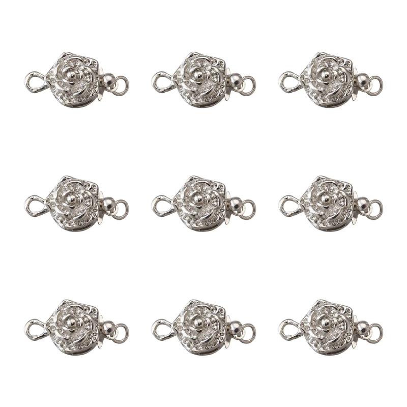 DIY Brass Rose Jewelry Box Clasps Findings for Flower Links Bracelet Necklace