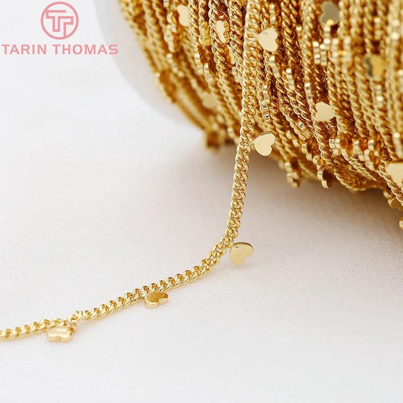 50CM Brass Heart Necklace Chain 24K High DIY Jewelry Findings