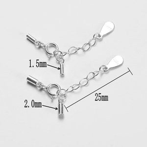925 Silver Connectors 1.5-2.0mm Clasps & Hooks Rope Buckle 25mm Chain