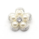 10Pcs 25MM Metal Pearl Rhinestone Flower Button DIY Wedding Dress Hair Decor