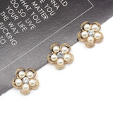 10Pcs 25MM Metal Pearl Rhinestone Flower Button DIY Wedding Dress Hair Decor