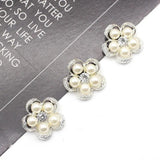 10Pcs 25MM Metal Pearl Rhinestone Flower Button DIY Wedding Dress Hair Decor