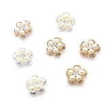 10Pcs 25MM Metal Pearl Rhinestone Flower Button DIY Wedding Dress Hair Decor
