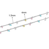 Stainless Steel Link Necklace Chains Zircon Crystal Bead Chains