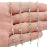 Stainless Steel Link Necklace Chains Zircon Crystal Bead Chains