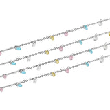 Stainless Steel Link Necklace Chains Zircon Crystal Bead Chains