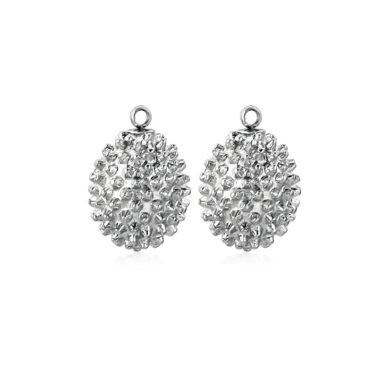 5pcs Stainless Steel Durian Charm Pendant for DIY Necklace Bracelet