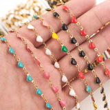 LOVE Enamel Stainless Steel Heart Shape Chain DIY Necklace Bracelet Findings