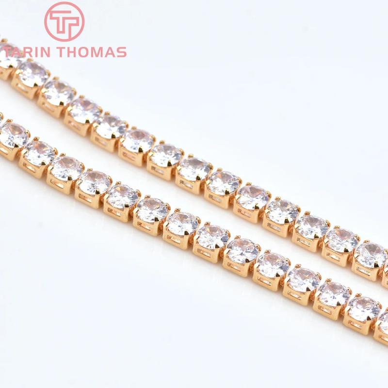 50CM 24K Brass Zircon Necklace Chains Jewelry Findings