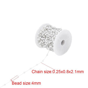 1M Stainless Steel 4mm Round Pearl Bead 18K Chain DIY Jewelry Making
