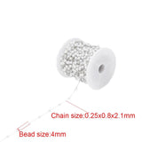 1M Stainless Steel 4mm Round Pearl Bead 18K Chain DIY Jewelry Making