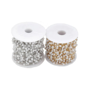 1M Stainless Steel 4mm Round Pearl Bead 18K Chain DIY Jewelry Making