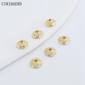 7mm Metal Flower Petal Bead Caps 14K Plated Jewelry Making Supplies