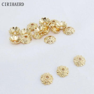 7mm Metal Flower Petal Bead Caps 14K Plated Jewelry Making Supplies