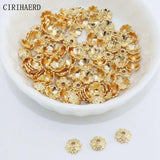 7mm Metal Flower Petal Bead Caps 14K Plated Jewelry Making Supplies