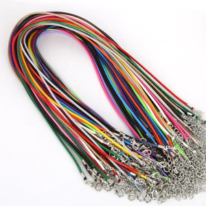 50Pcs Mixed Necklace Rope Buckle 18in Wax String for Pendant Bracelet Jewelry