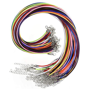 50Pcs Mixed Necklace Rope Buckle 18in Wax String for Pendant Bracelet Jewelry