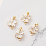 2PCS 18K Gold-plated Clover Opal Necklace Charms Jewelry Making Supplies
