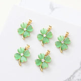 2PCS 18K Gold-plated Clover Opal Necklace Charms Jewelry Making Supplies