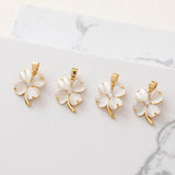 2PCS 18K Gold-plated Clover Opal Necklace Charms Jewelry Making Supplies