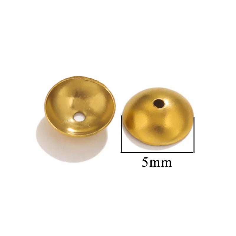 50pcs Round Bead Caps Charm PVD 18k Plated Spacer DIY Jewelry Making Supplies