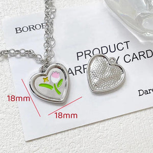 6pcs Sweet Love Flowers Cherry Alloy Beaded Necklace