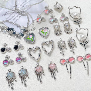 6pcs Sweet Love Flowers Cherry Alloy Beaded Necklace