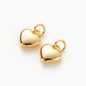 4Pcs 14K/18K Plated Brass Heart Pendants 10mm Love Shape Charms for DIY Necklace