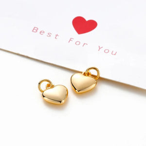 4Pcs 14K/18K Plated Brass Heart Pendants 10mm Love Shape Charms for DIY Necklace