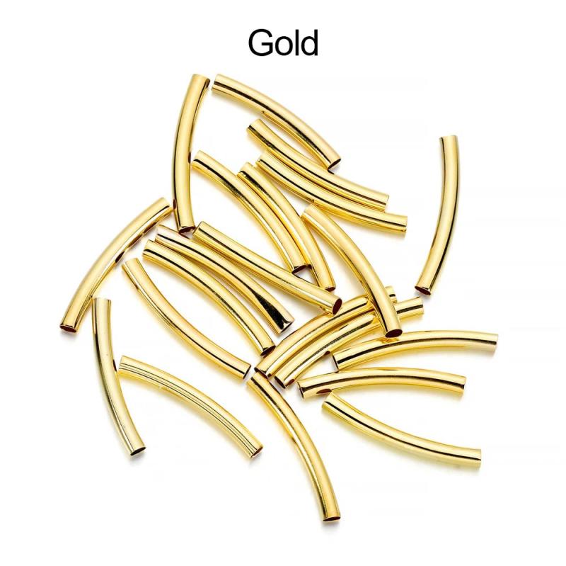 100Pcs 25-30mm Curved Noodle Tube Spacer Beads Hollow Semi Circle Connectors