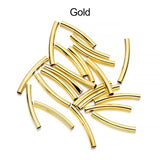 100Pcs 25-30mm Curved Noodle Tube Spacer Beads Hollow Semi Circle Connectors
