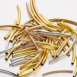 100Pcs 25-30mm Curved Noodle Tube Spacer Beads Hollow Semi Circle Connectors