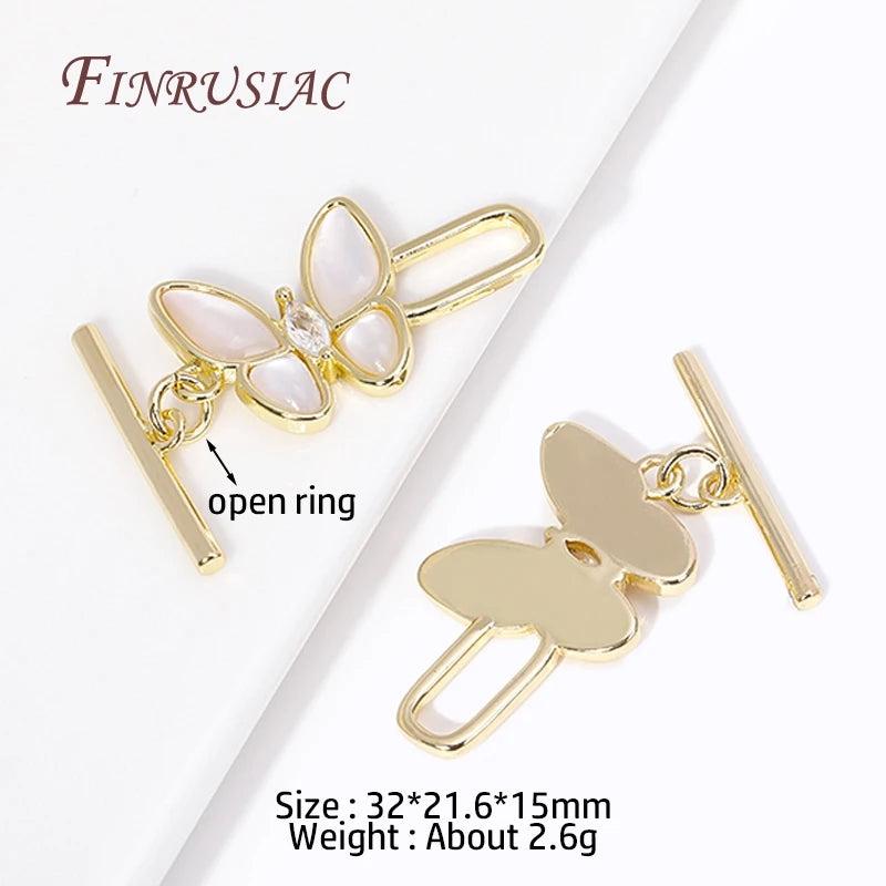 18K Butterfly Toggle Clasp Zircon OT Clasp DIY Jewelry Crafts