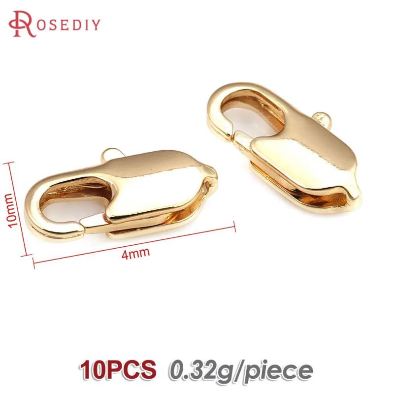 10PCS 18K Brass Lobster Clasps Connect Clasps for DIY Jewelry Making