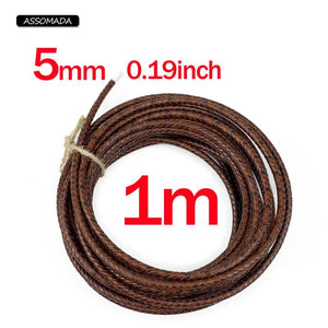 ASSOMADA Leather Cord For Jewelry Making Braided Rope Necklace Brown