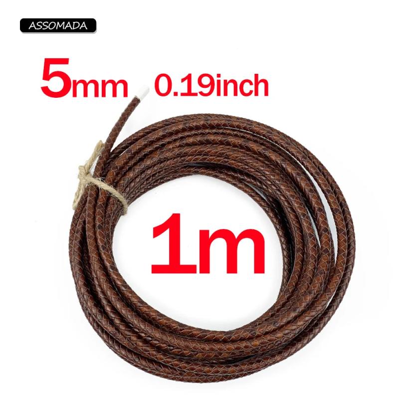 ASSOMADA Leather Cord For Jewelry Making Braided Rope Necklace Brown