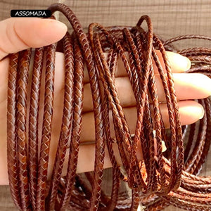 ASSOMADA Leather Cord For Jewelry Making Braided Rope Necklace Brown