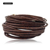 ASSOMADA Leather Cord For Jewelry Making Braided Rope Necklace Brown